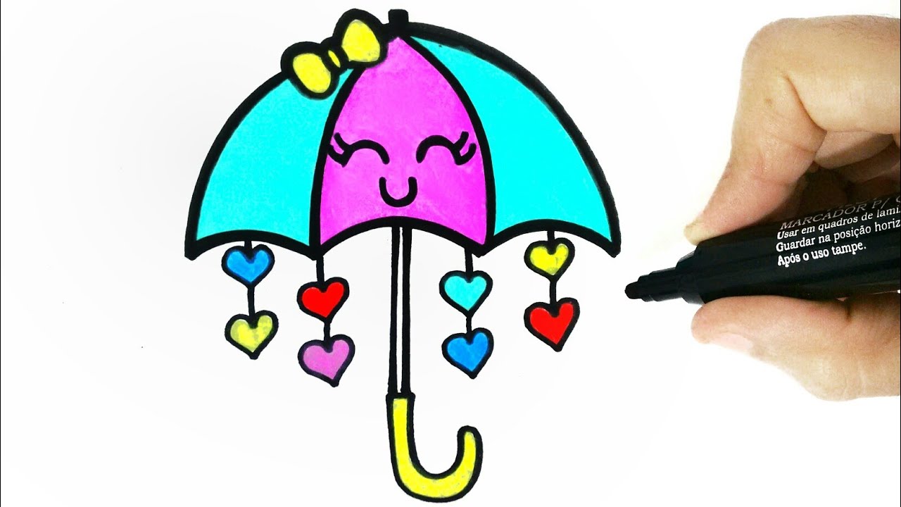 how to draw umbrella tumblr - como desenhar um guarda chuva passo a passo 