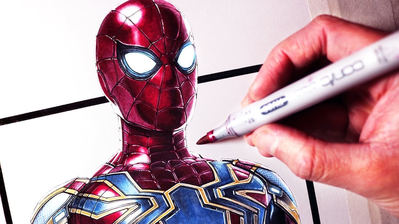 Let's Draw SPIDER-MAN - IRON SPIDER SUIT - FAN ART FRIDAY 