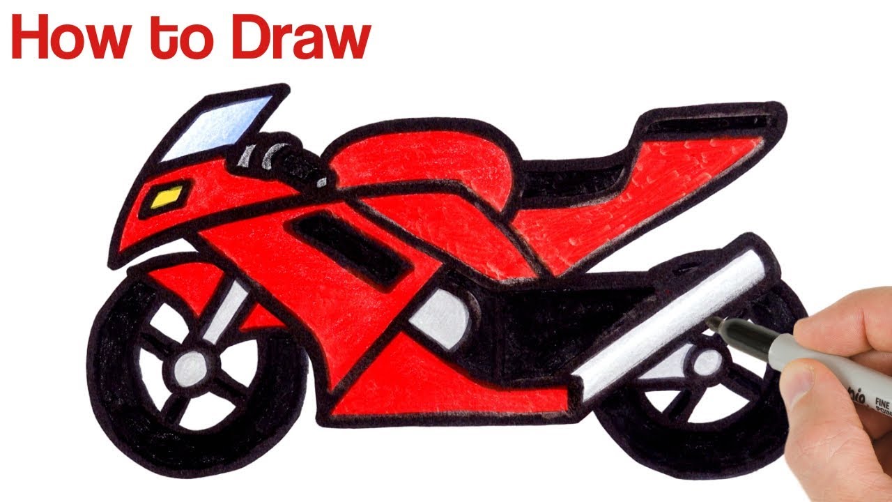How To Draw A Motorcycle | Drawing and coloring for beginners 