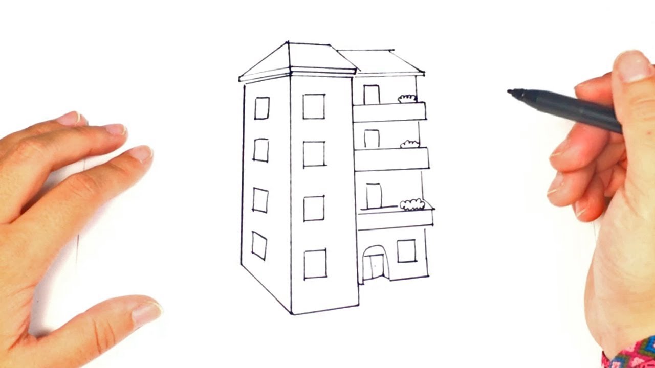How to draw a Building Step by Step | Building Drawing Lesson 