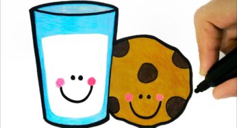 HOW TO DRAW A CUP OF MILK AND COOKIE – COMO DESENHAR UM COPO DE LEITE