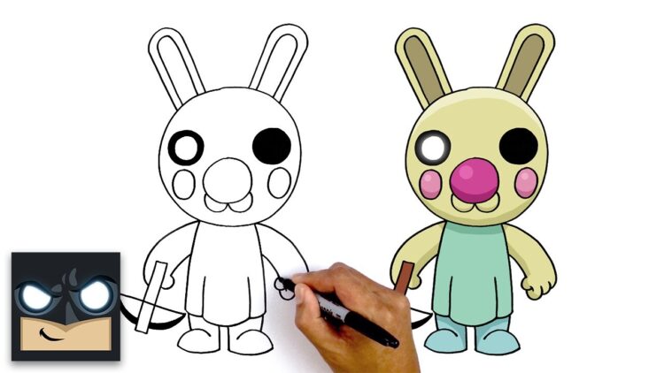 how to draw bunny  roblox piggy