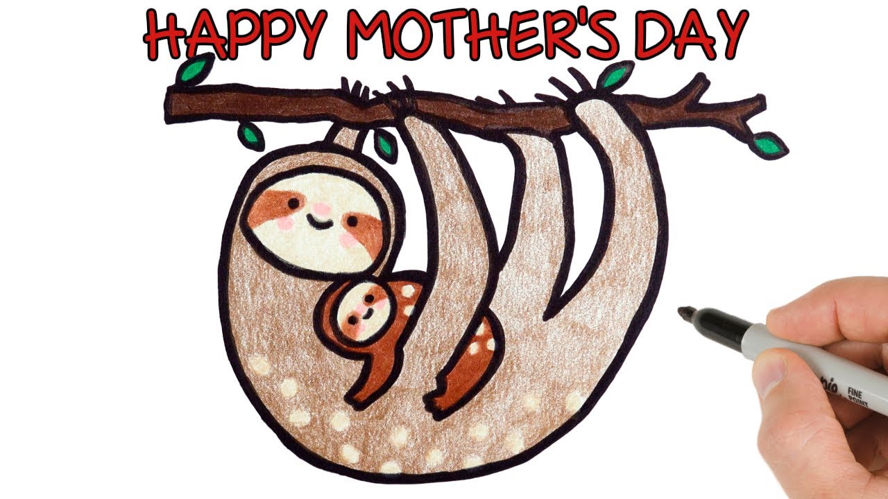 Happy Mother's Day Drawings | How to draw cute mom with baby animals 