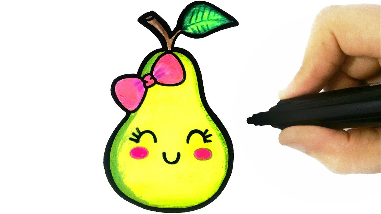 HOW TO DRAW A PEAR EASY STEP BY STEP - como desenhar uma pera 