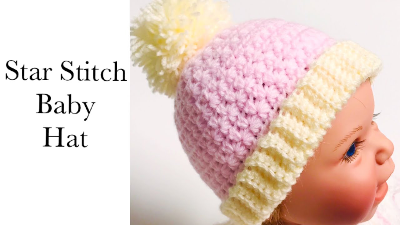 Star Stitch Crochet Baby Hat, Crochet hat for boys and girls LEFT HANDED VERSION, Crochet for Baby 