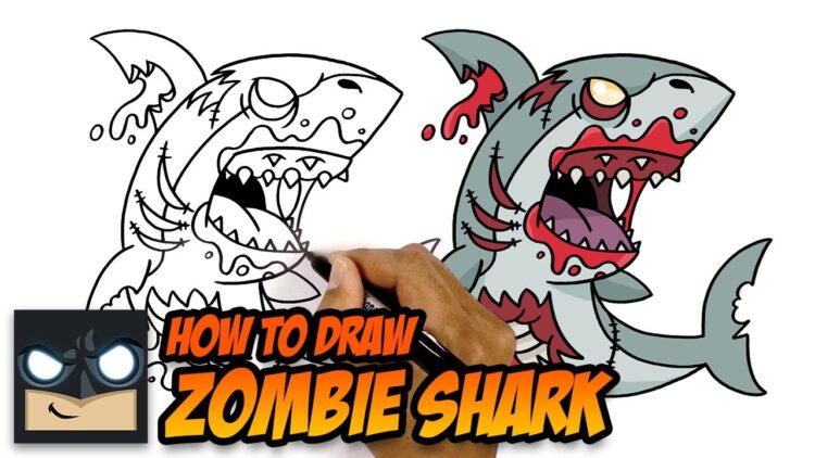 how to draw a zombie shark