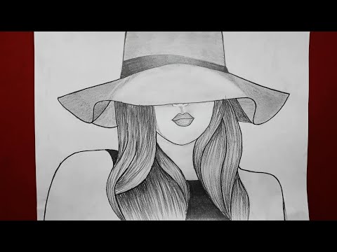 ADIM ADIM Şapkalı Güzel Kız Nasıl Çizilir / How to draw a girl with hat //Pencil sketch 