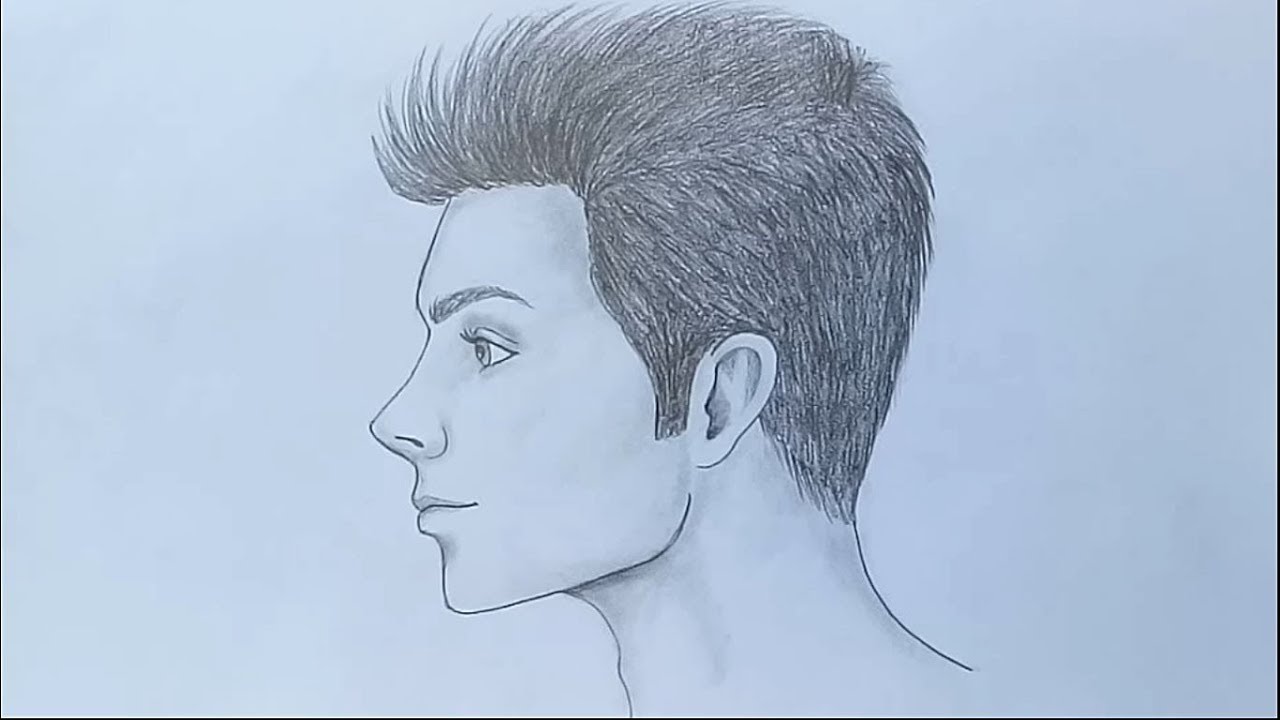 How to draw side face of male for Beginners 