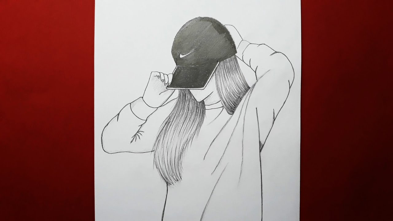 Nike Şapkalı Güzel Kız Çizimi Hidden face drawing How to draw a girl