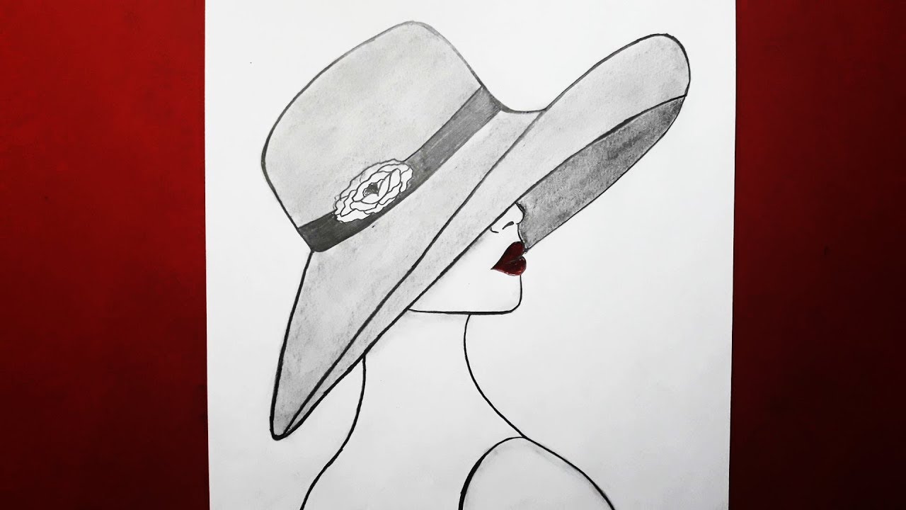 Çok Kolay Şapkalı Güzel Kız Nasıl Çizilir / How to draw a beautiful girl / Adım Adım Basit Çizimler 