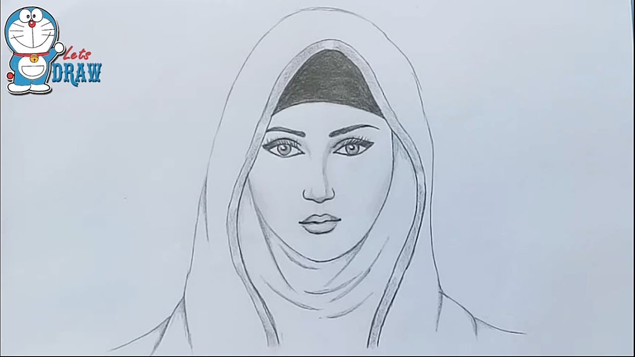 A girl with hijab pencil sketch / How to draw A hijab girl 