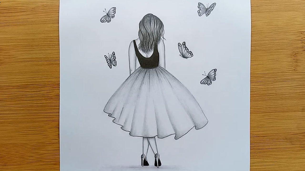 How To Draw A Girl With Butterfly For Beginners Pencil Sketch Step By Step - sketch roblox drawing