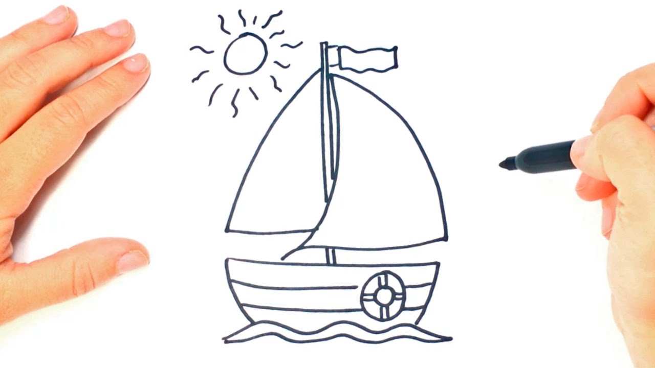 How to draw a Sailing Boat Step by Step 