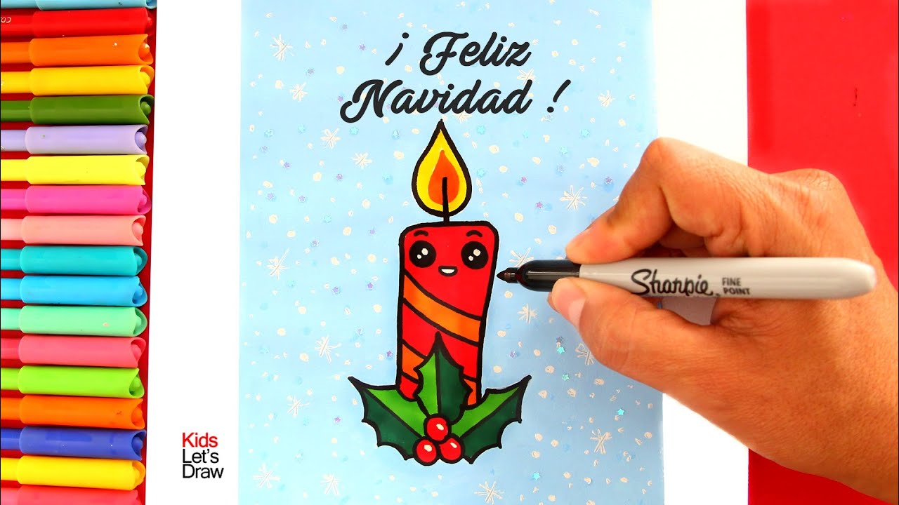 Tarjeta De Navidad Con Dibujo De Vela Navidena Kawaii - feliz navidad roblox id