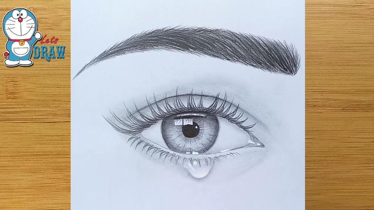 How to draw an eye with teardrop for Beginners || EASY WAY TO DRAW A REALISTIC EYE || 