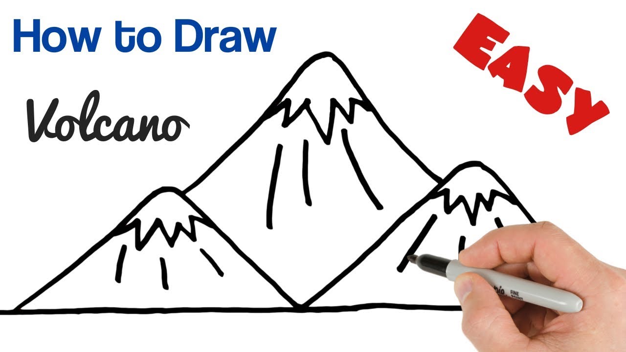 How to Draw Volcano Mountains Super Easy Drawing 