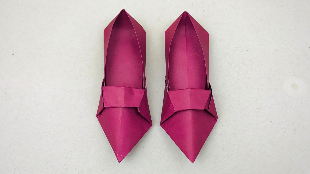How to make paper SHOES without glue | Origami high heels design | Shoes with paper 