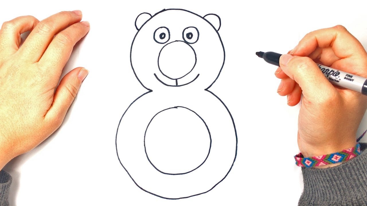 How to draw a Number 8 Step by Step | Number Drawings Tutorials 