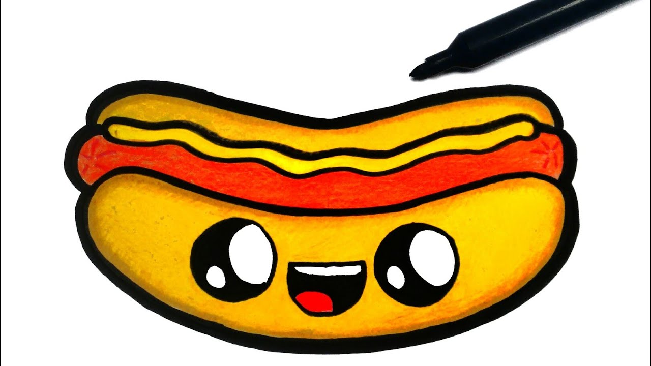 HOW TO DRAW HOT DOG EASY STEP BY STEP 