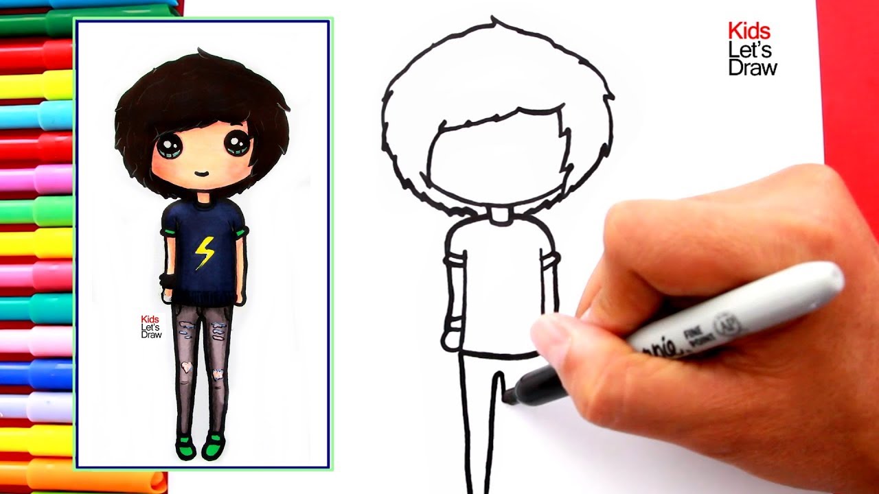 Cómo dibujar y pintar un CHICO TUMBLR fácil | How to Draw a Cute Tumblr Boy 