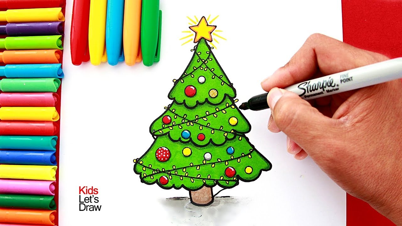 Aprende a dibujar un Árbol de Navidad con Luces | Learn to draw a Christmas Tree with Lights 