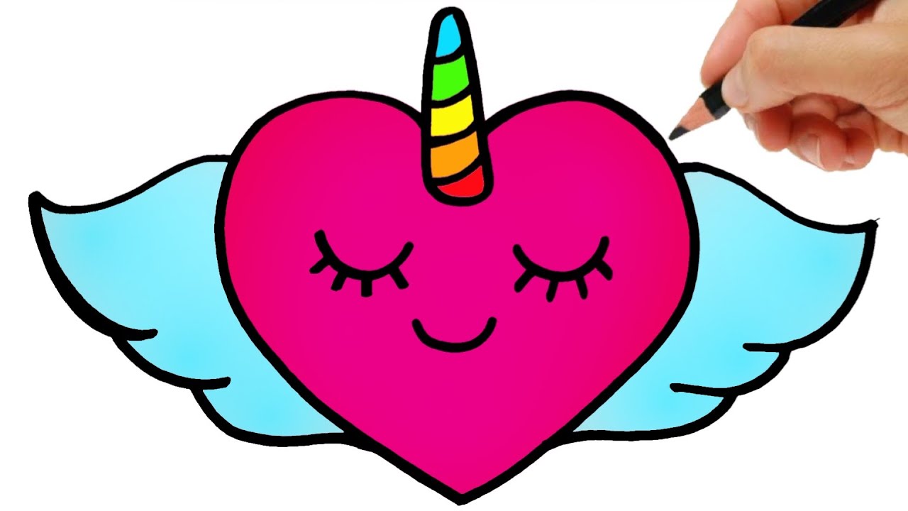 HOW TO DRAW A CUTE HEART EASY STEP BY STEP - HOW TO DRAW A HEART WITH WINGS 