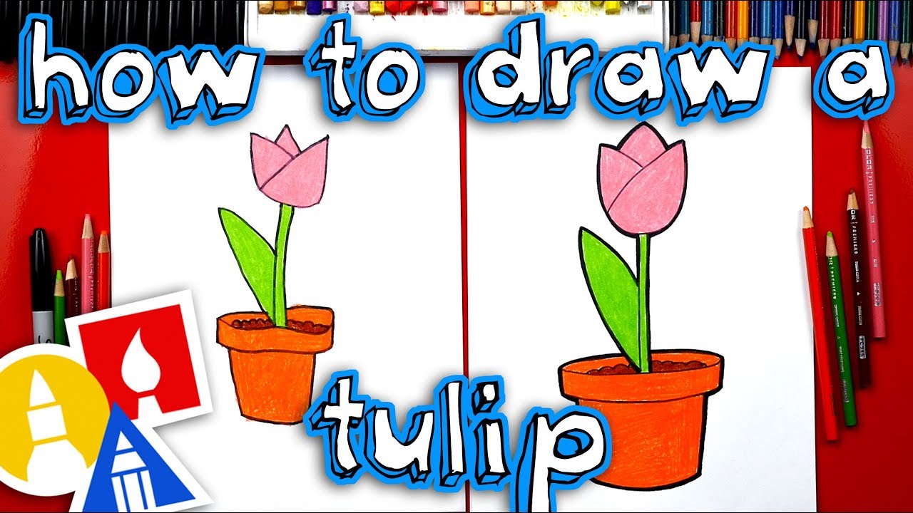 How To Draw A Tulip In A Pot - Plant A Flower Day 