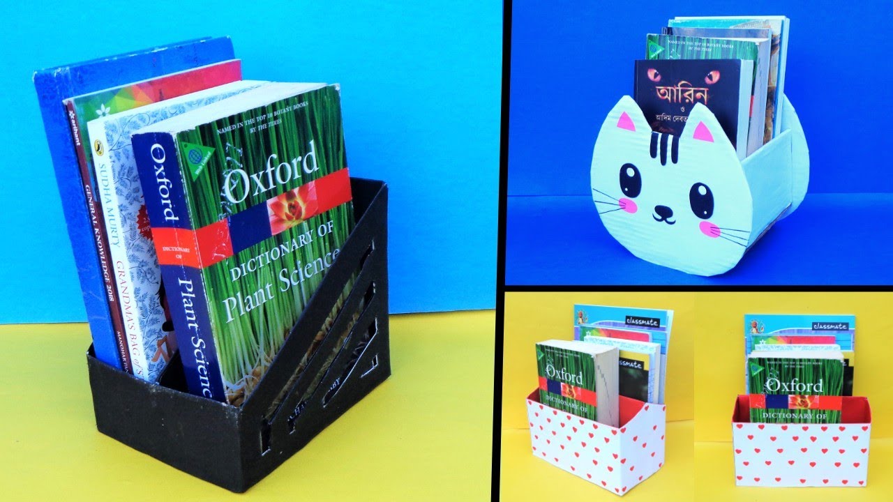 3 DIY Book Organizer| How to make Book Stand/Holder with waste Cardboards | Best out of waste 