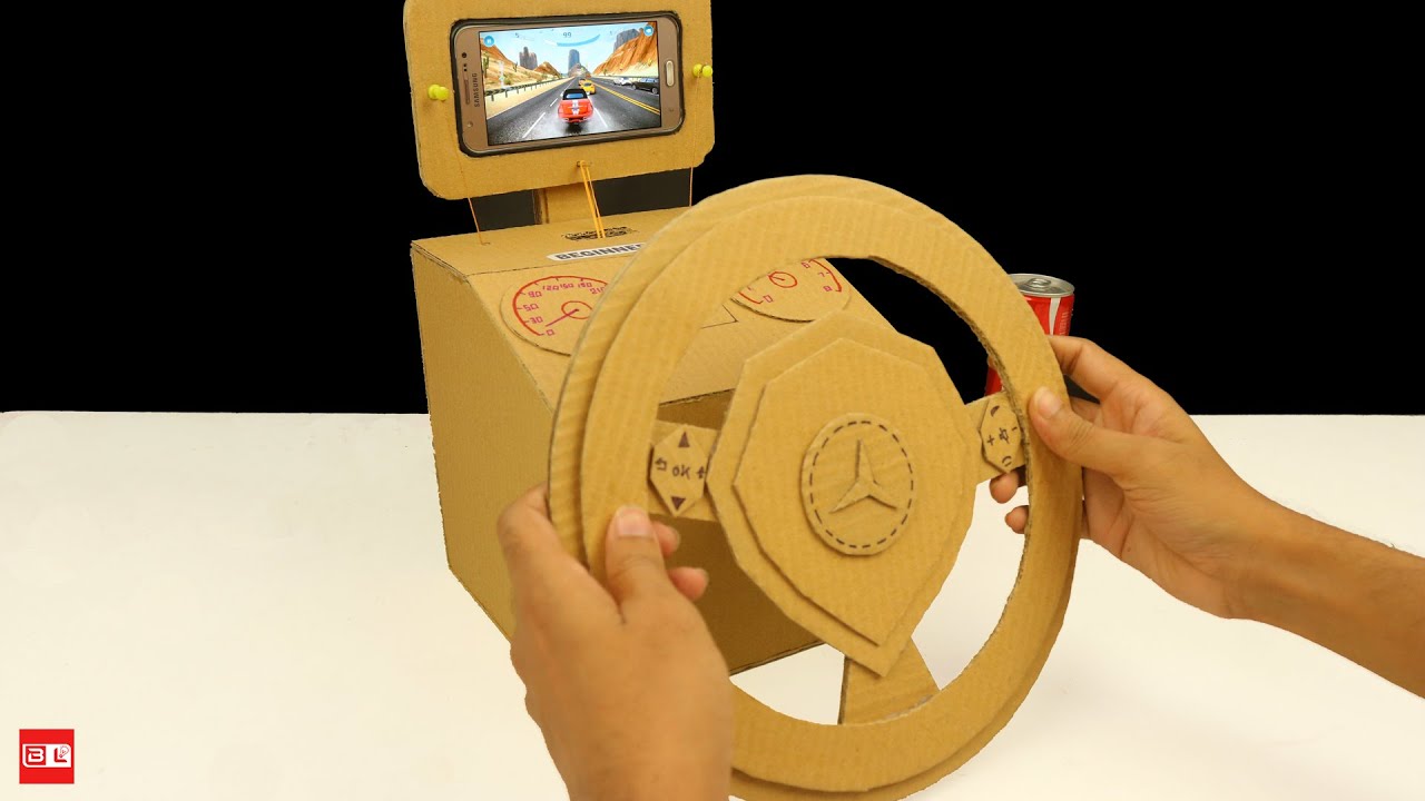 How to Make Gaming Steering Wheel from Cardboard 