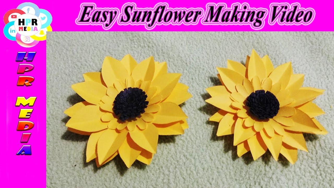 Easy Sunflower Making Video | How to make Paper Sunflower? Simple Sunflower | Paper Flower 