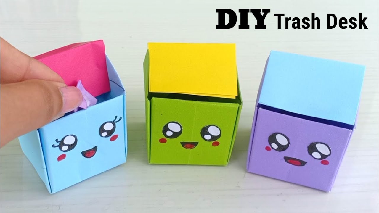 DIY Emoji Trash Desk Organization Idea From Paper | How to make trash bin /Dust Bin paper Craft Idea 