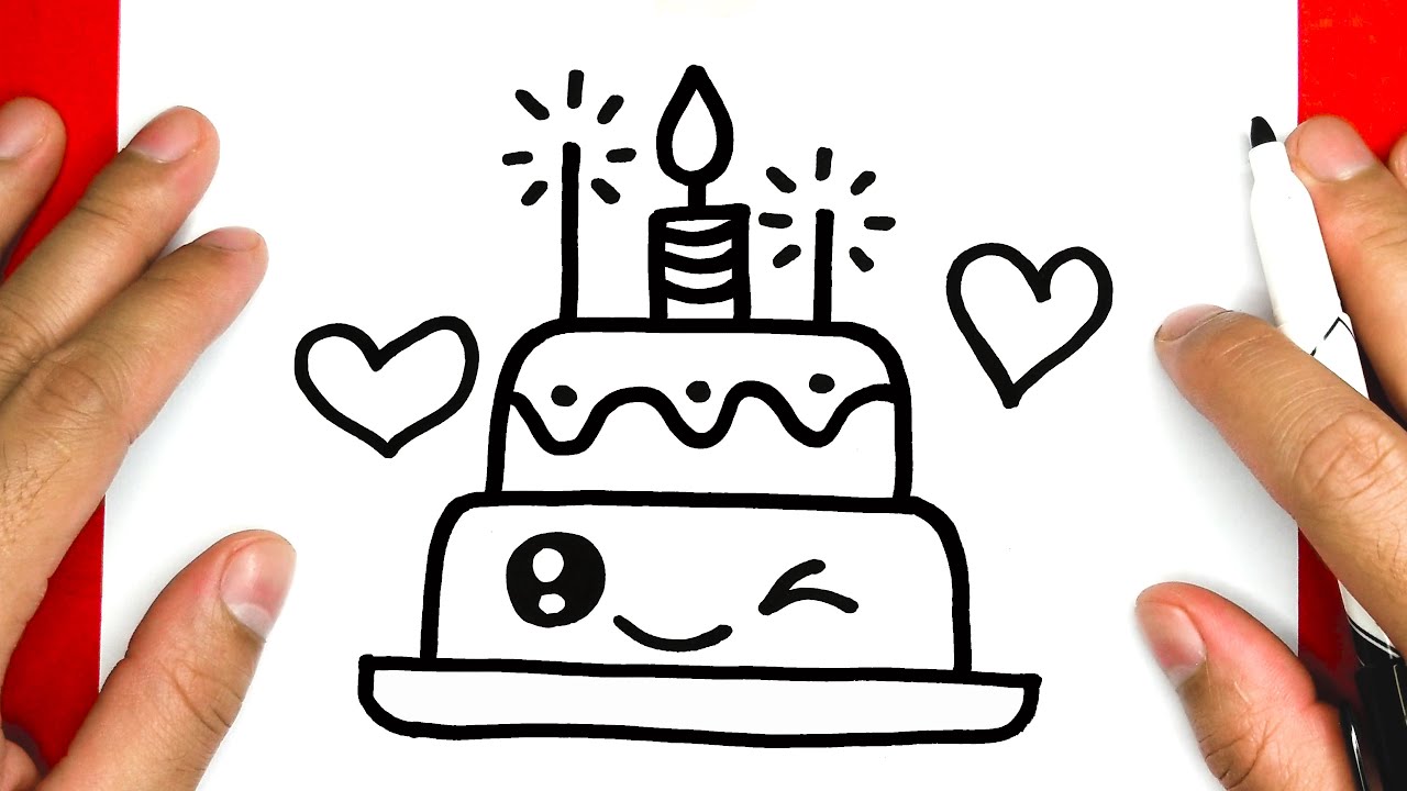 HOW TO DRAW A CUTE BIRTHDAY CAKE, STEP BY STEP 