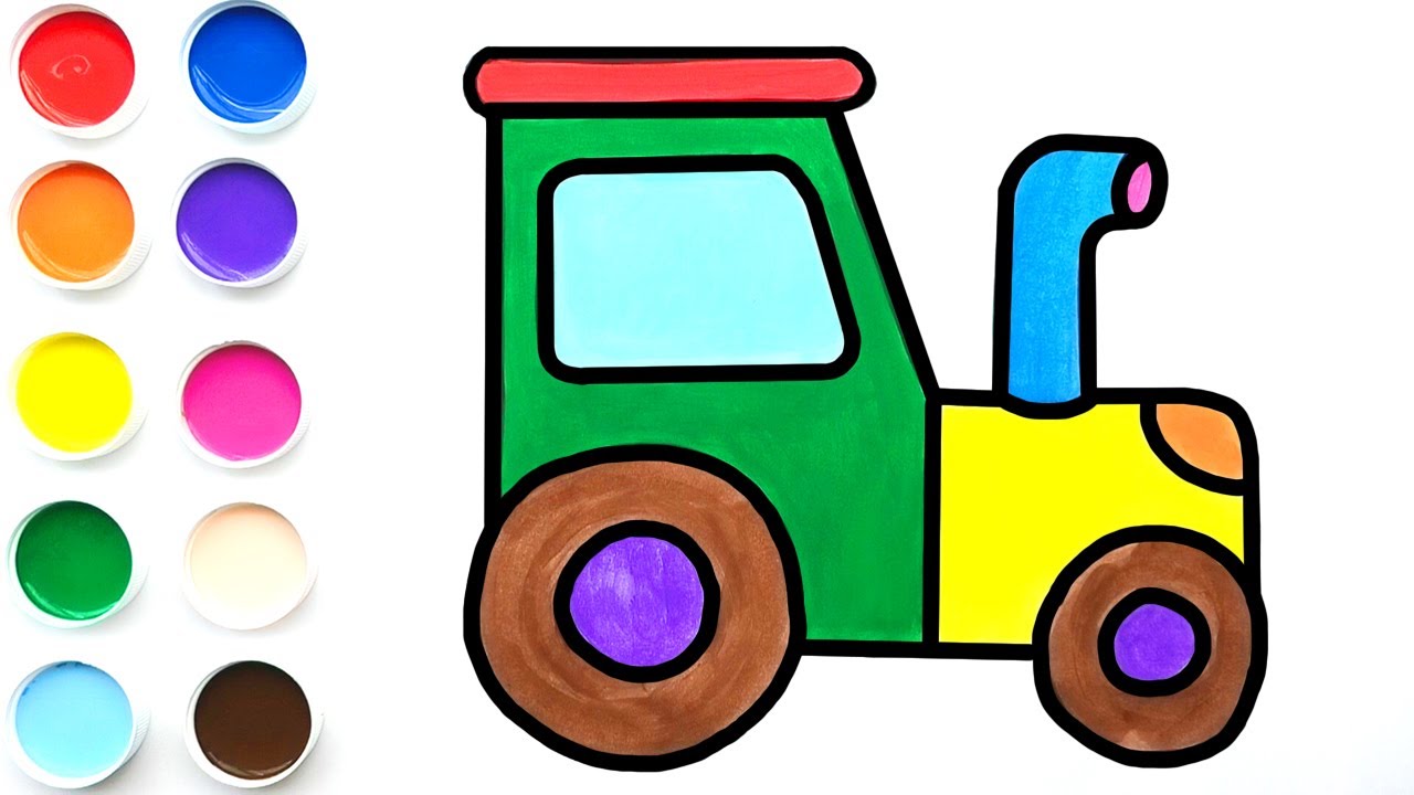 Como Dibujar y Colorear Un Tractor Para Niños - Dibujos Faciles Paso a Paso / FunKeep Art 