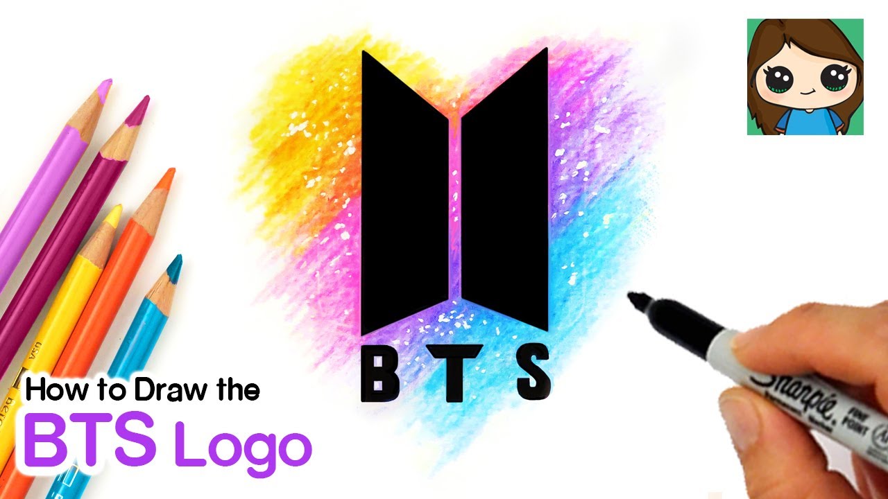 How to Draw the BTS Logo ?? Galaxy Heart Background 