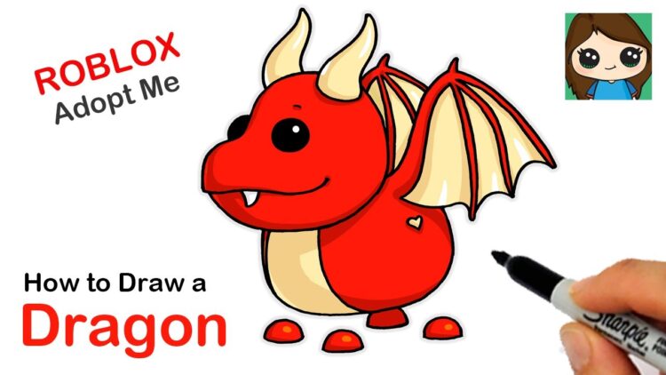 How To Draw A Dragon Roblox Adopt Me Pet - how to draw roblox character youtube