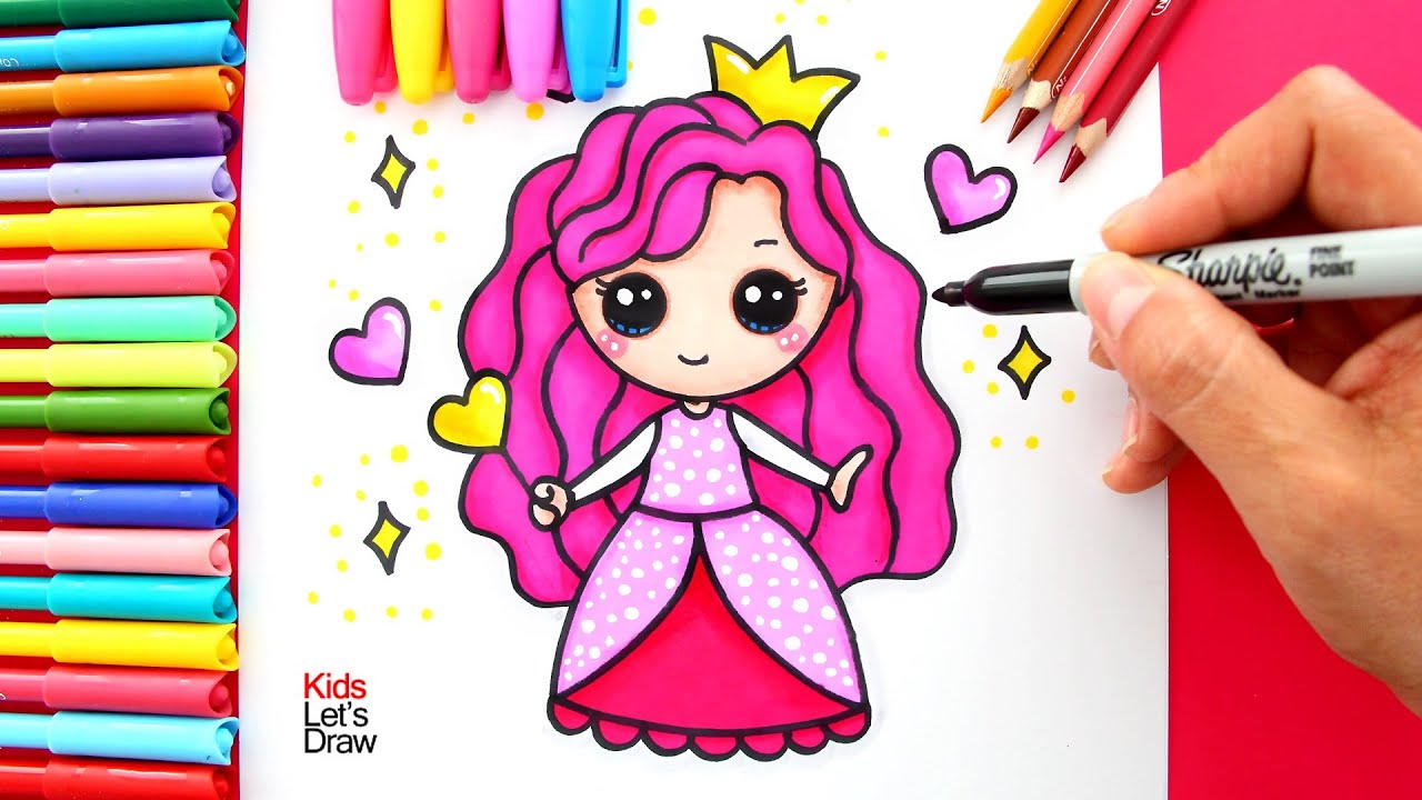 Cómo dibujar una PRINCESA de CORAZONES | How to Draw a Cute Princess of Hearts 