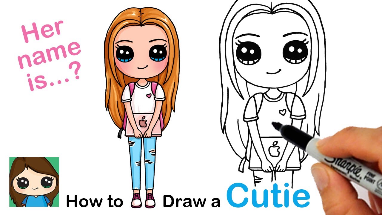How To Draw A Cute Back To School Girl Easy 2 - roblox id pictures girl sketch