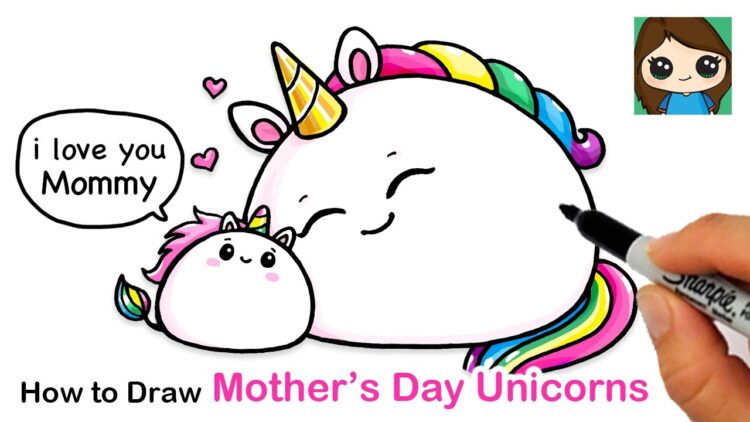 how to draw mother's day unicorns easy   mochicorns