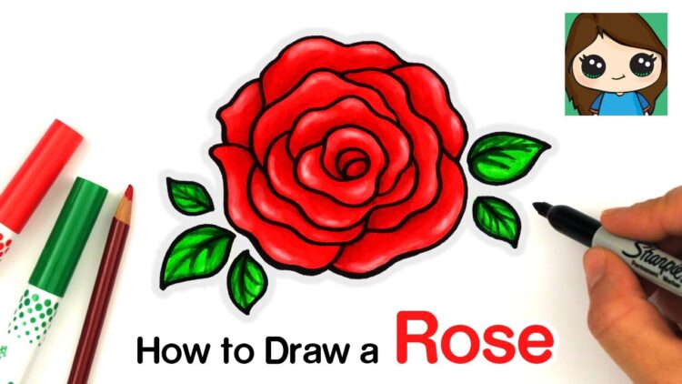 how to draw an open rose easy