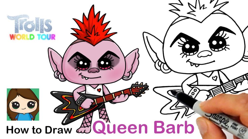 How To Draw Queen Barb Trolls World Tour - how to draw a penguin roblox adopt me pet in 2020 pets drawing prismacolor drawing drawings