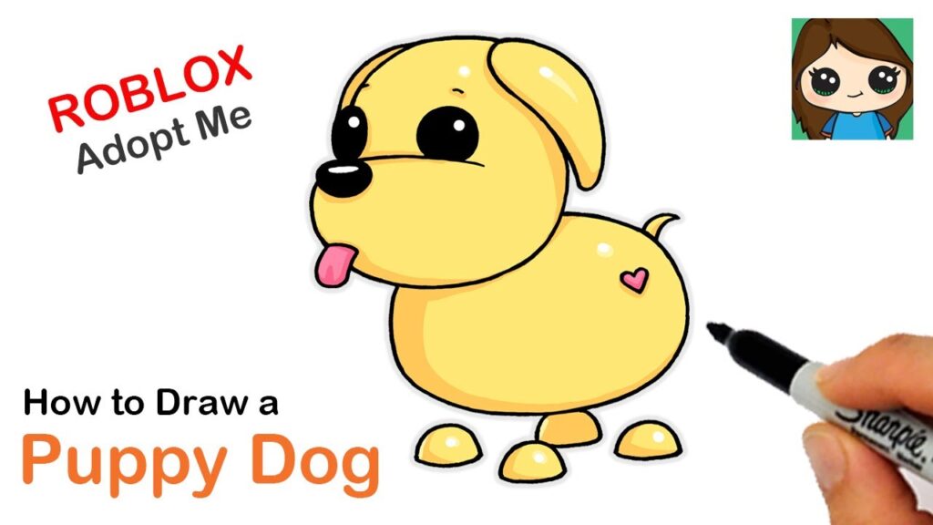 How To Draw A Puppy Dog Roblox Adopt Me Pet - roblox para colorear adop me