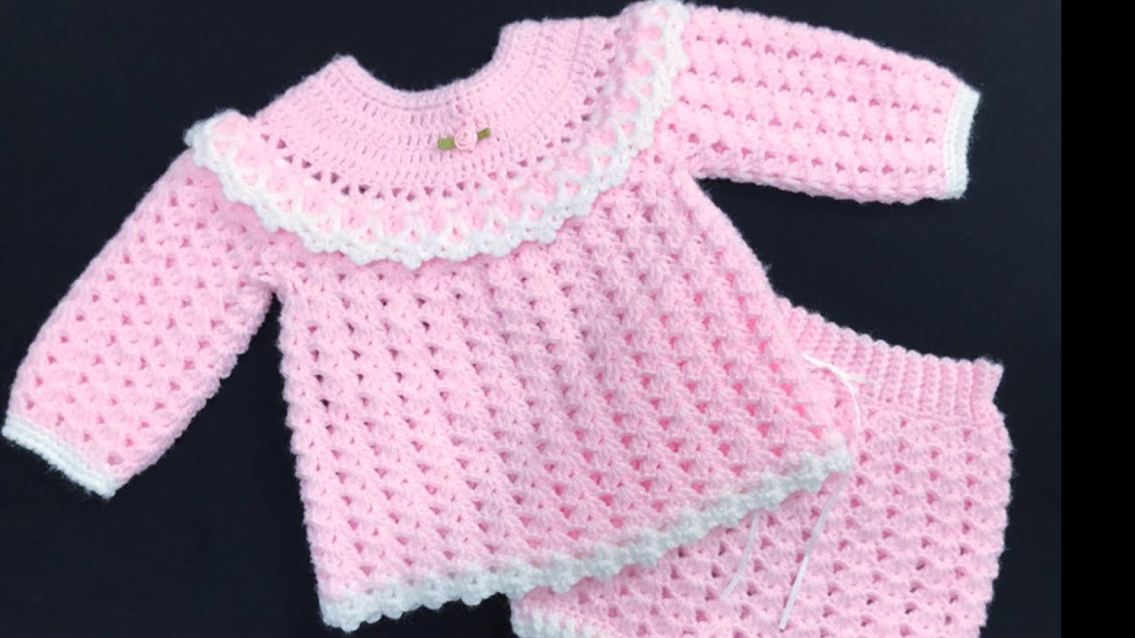 Jersey a crochet para bebe con cubre pañal, Abrigo o suéter a crochet o ganchillo paso a paso FACIL 