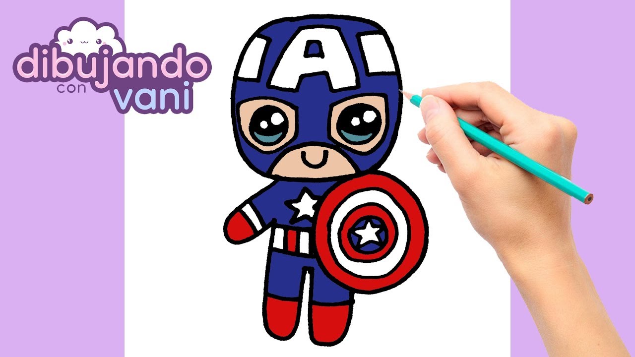 COMO DIBUJAR CAPITAN AMERICA PASO A PASO - DIBUJOS PARA DIBUJAR - FACILES KAWAII DE SUPERHEROES 