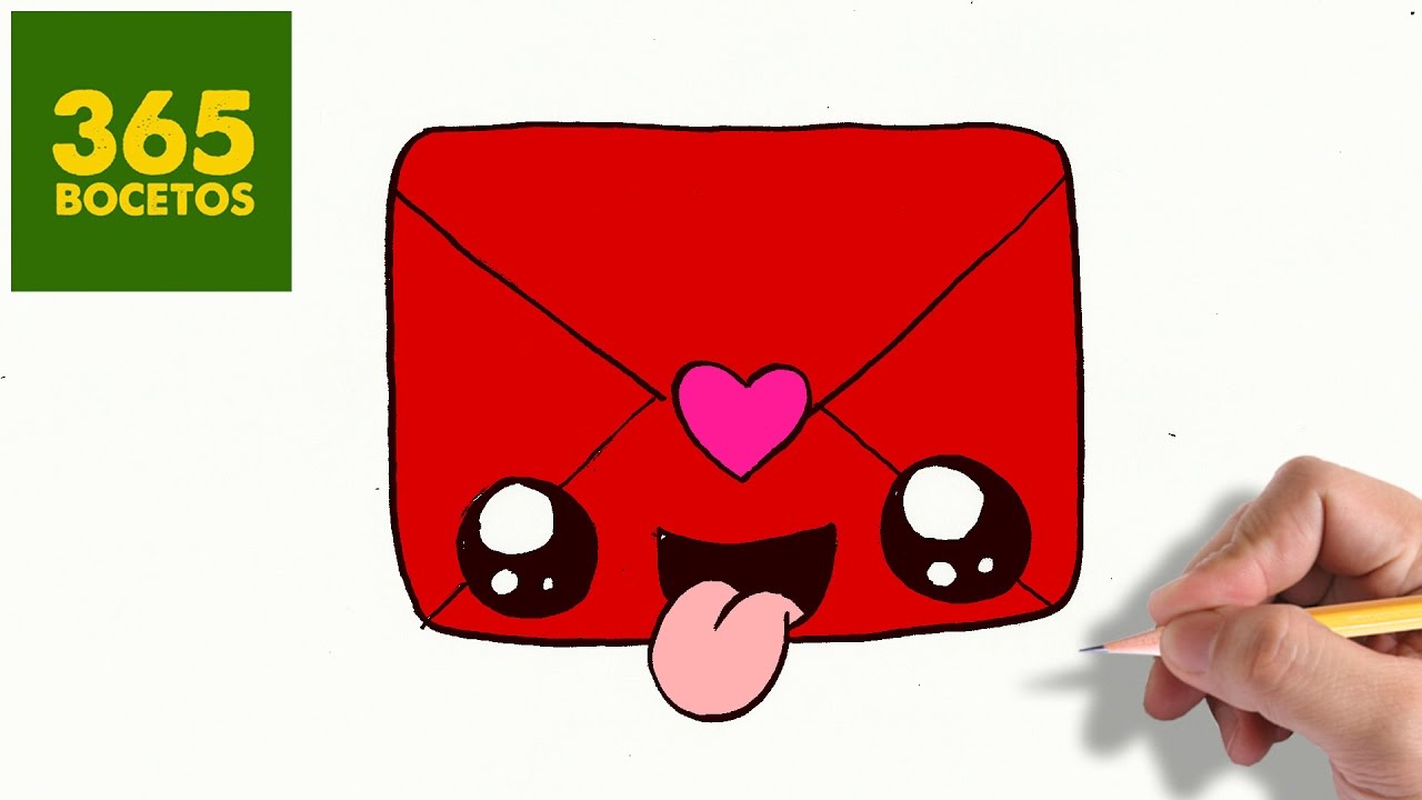 COMO DIBUJAR CARTA DE SAN VALENTIN KAWAII PASO A PASO - Dibujos kawaii fáciles 