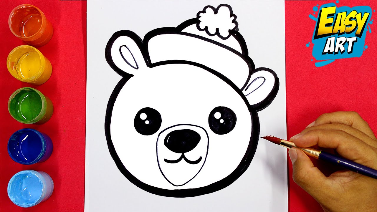 Como Dibujar un OSO POLAR de Navidad ( Personajes de Navidad ) - How to Draw a Christmas POLAR BEAR 