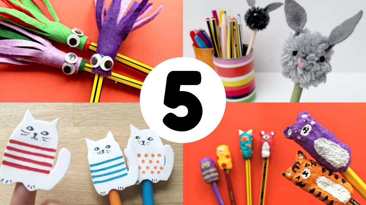 5 Pencil Toppers for Back To School - DIY Stationery Craft Ideas 