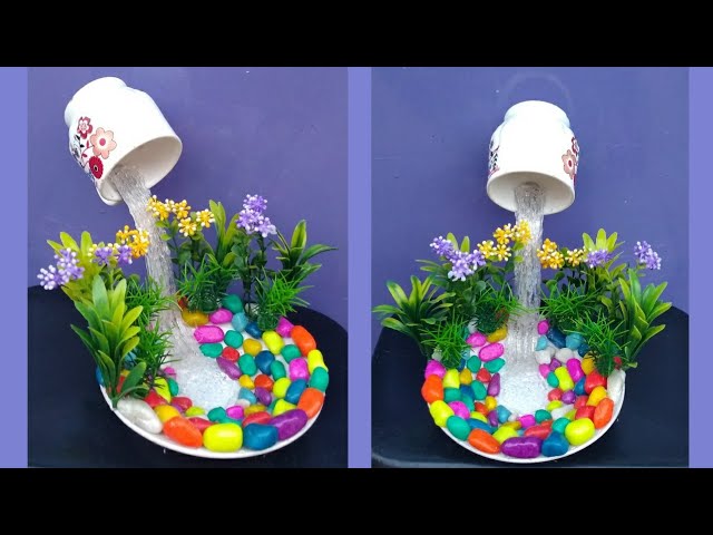 Waterfall from hot glue gun and cup plate | Showpiece craft | How to make waterfall | #waterfall 