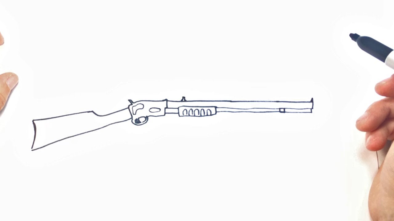 Como dibujar un Rifle paso a paso | Dibujo facil de Rifle 