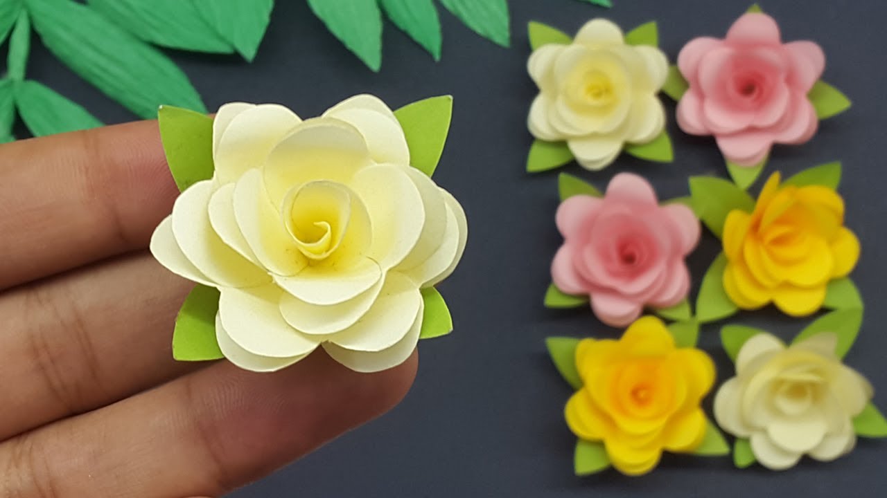 How to make a tiny Rose using Origami Paper ? Tiny paper flowers ? Paper Rose 