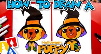 How To Draw A Halloween Puppy Witch